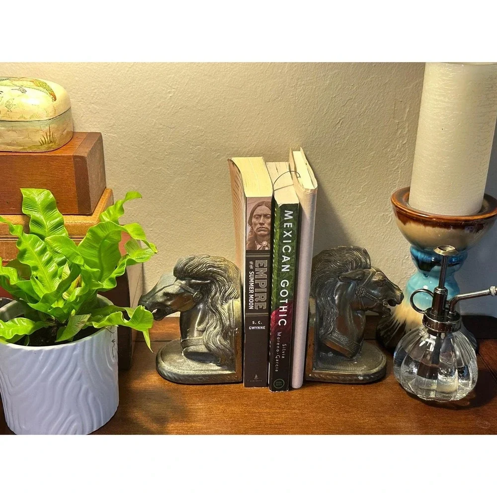 Pair of Vintage Mid-Century BMR Cast Bronze Horse Head Bookends